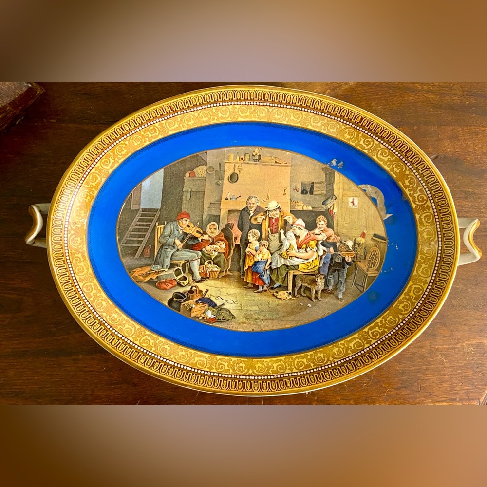 The Blind Fiddler by Sir David Wilkie R.A. Porcelain Tazza, Mid 19th Century.